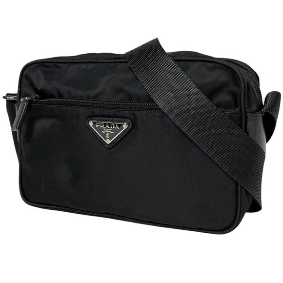 Prada Handbags - Prada Logo Plate Shoulder Bag Crossbody Nero Black